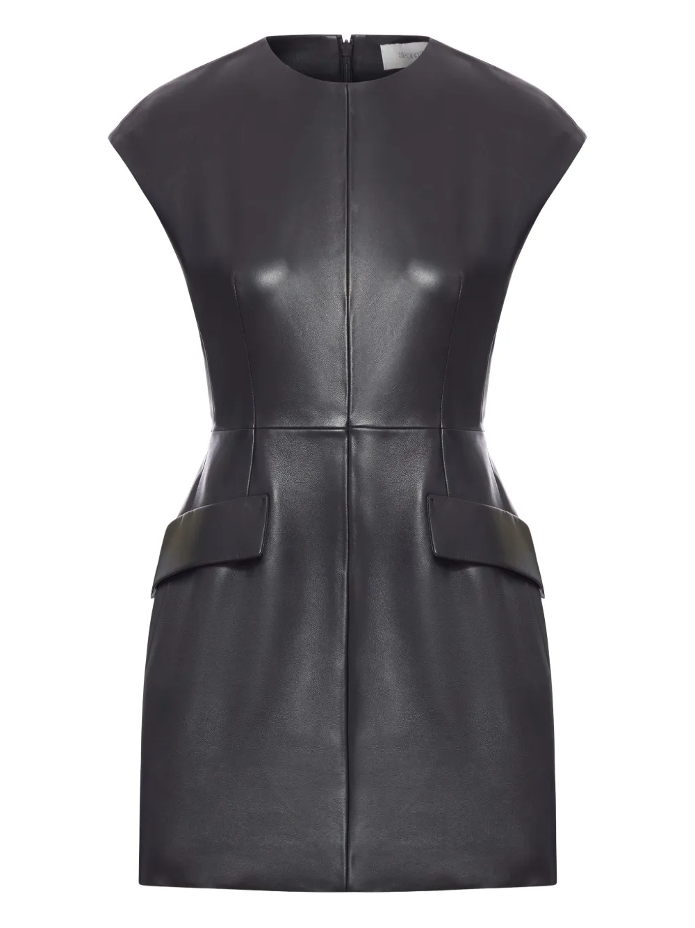 

Мини-платье из кожи с клапанными карманами SPORTMAX, черный
