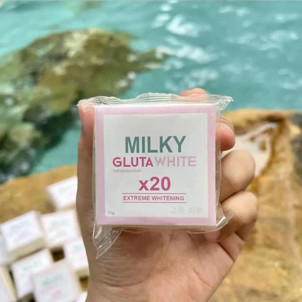 Осветляющее мыло Gluta Milky White Bar Soap 20x для лица и тела Generisch, 3Pc — фото 4