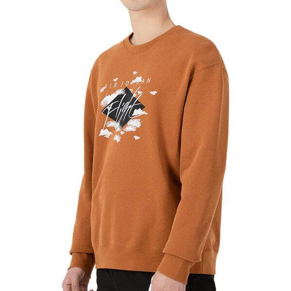 Толстовка Men's Air Jordan SS22 Printing Fleece Sports Round Neck Khaki, хаки — фото 4