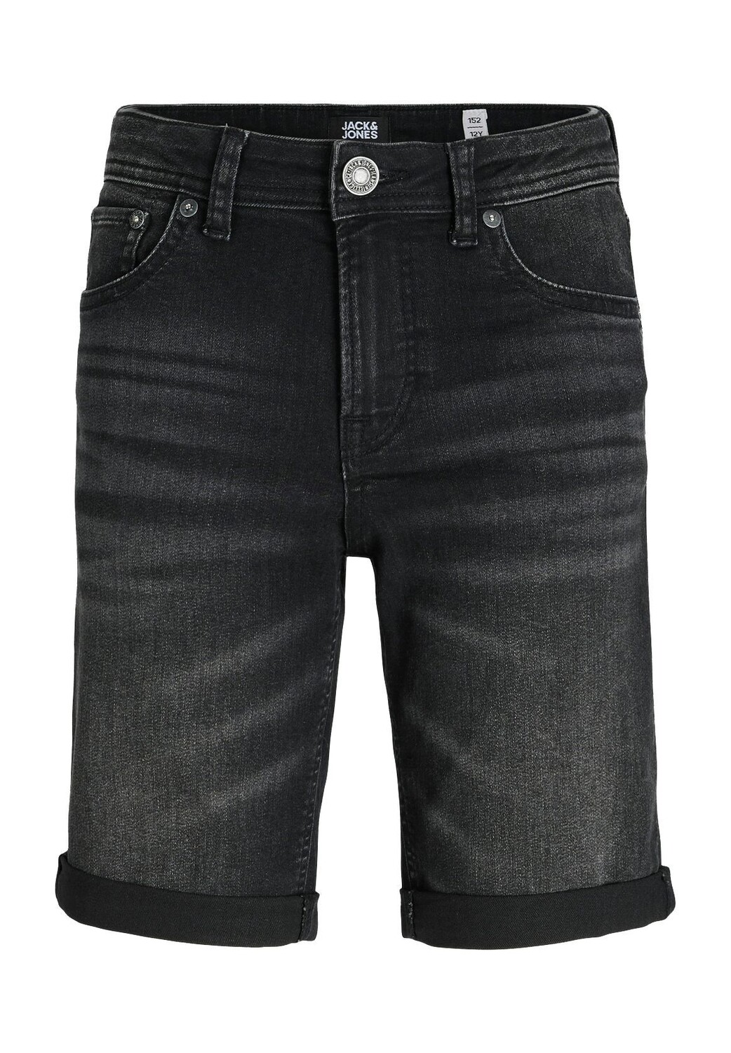 

Джинсы-бермуды, карманы с заклепками, пятикарманные, детские Jack & Jones, цвет Black Deni