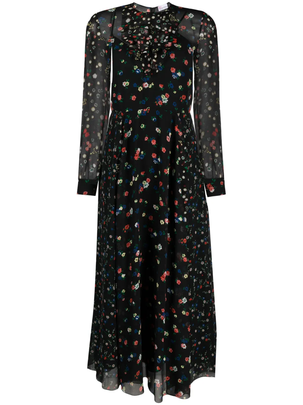 

Платье макси с цветочным принтом RED Valentino, черный