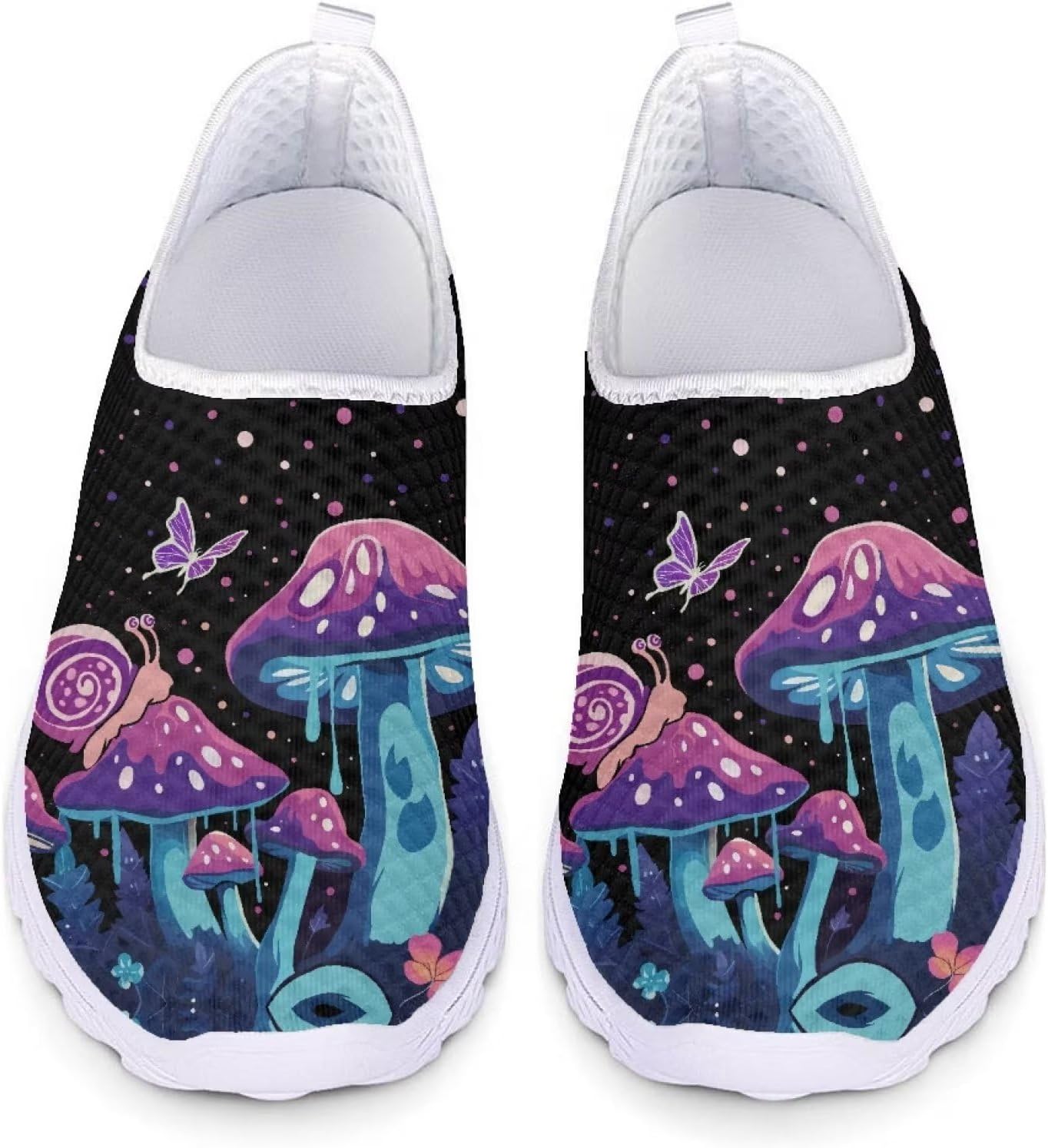 

Кроссовки для ходьбы для женщин и мужчин, спортивные кроссовки, плоская сетчатая обувь, дышащие кроссовки Xixirimido, Mushroom Butterfly