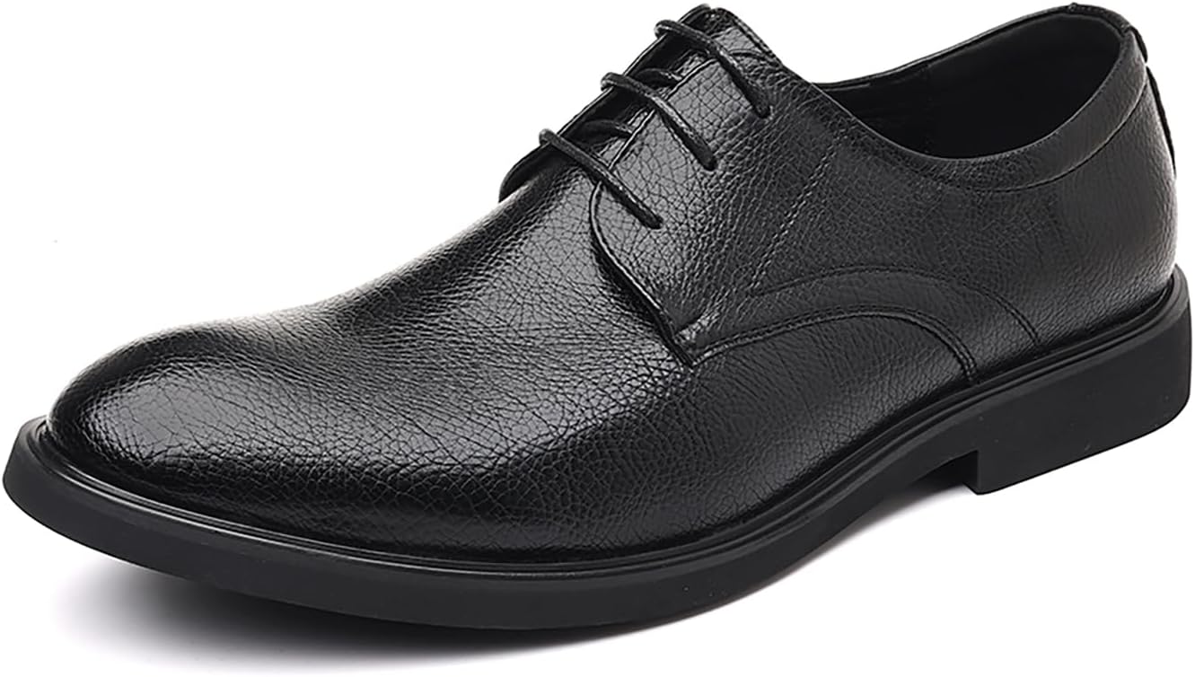 

Мужские кожаные туфли-оксфорды, классические на шнуровке, удобные, с низким грубым каблуком, формальные, для деловых встреч, свадеб и вечеринок, дерби Boegbnw, черный