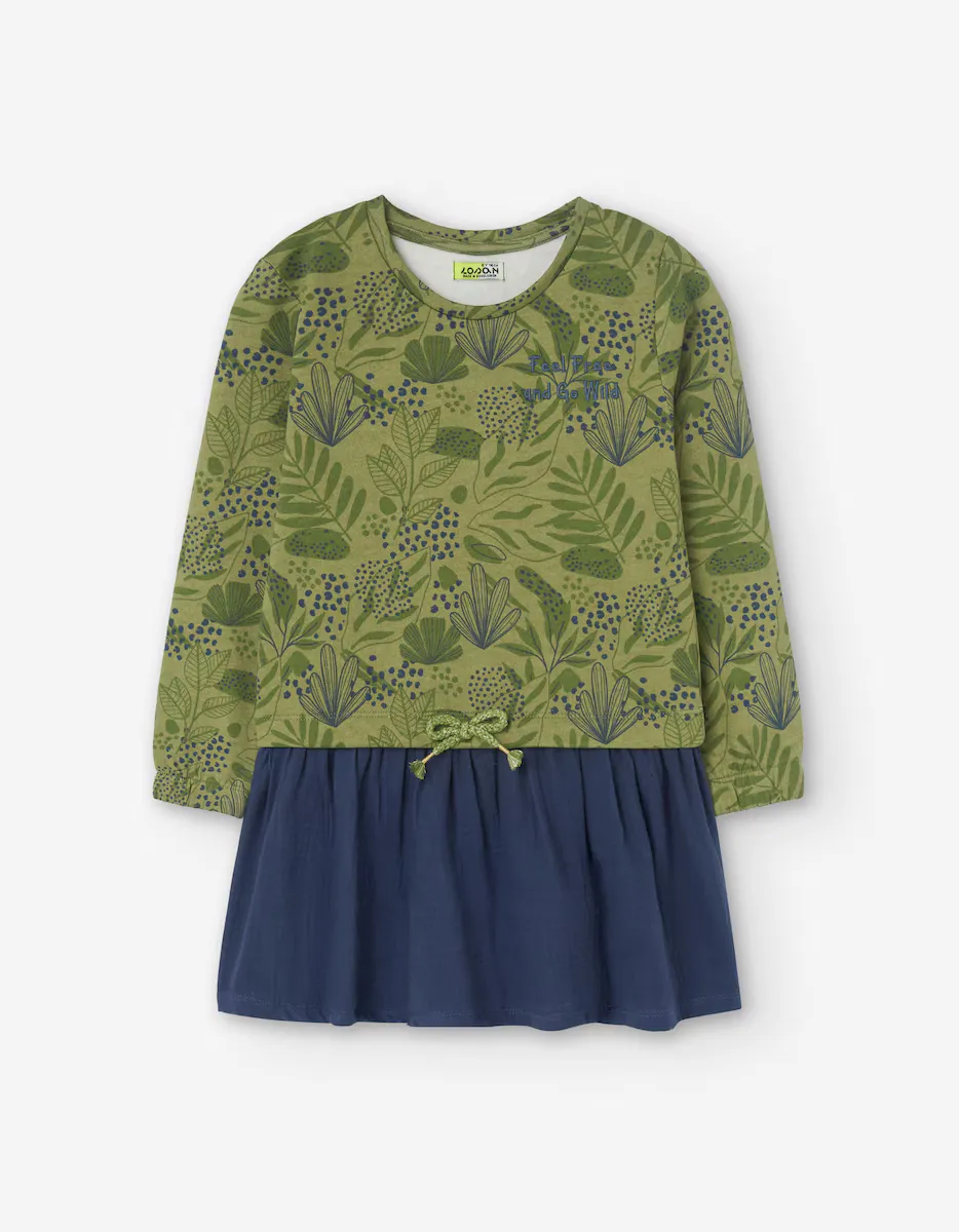 

Комбинированное платье для девочки из 100% хлопка Losan, зеленый