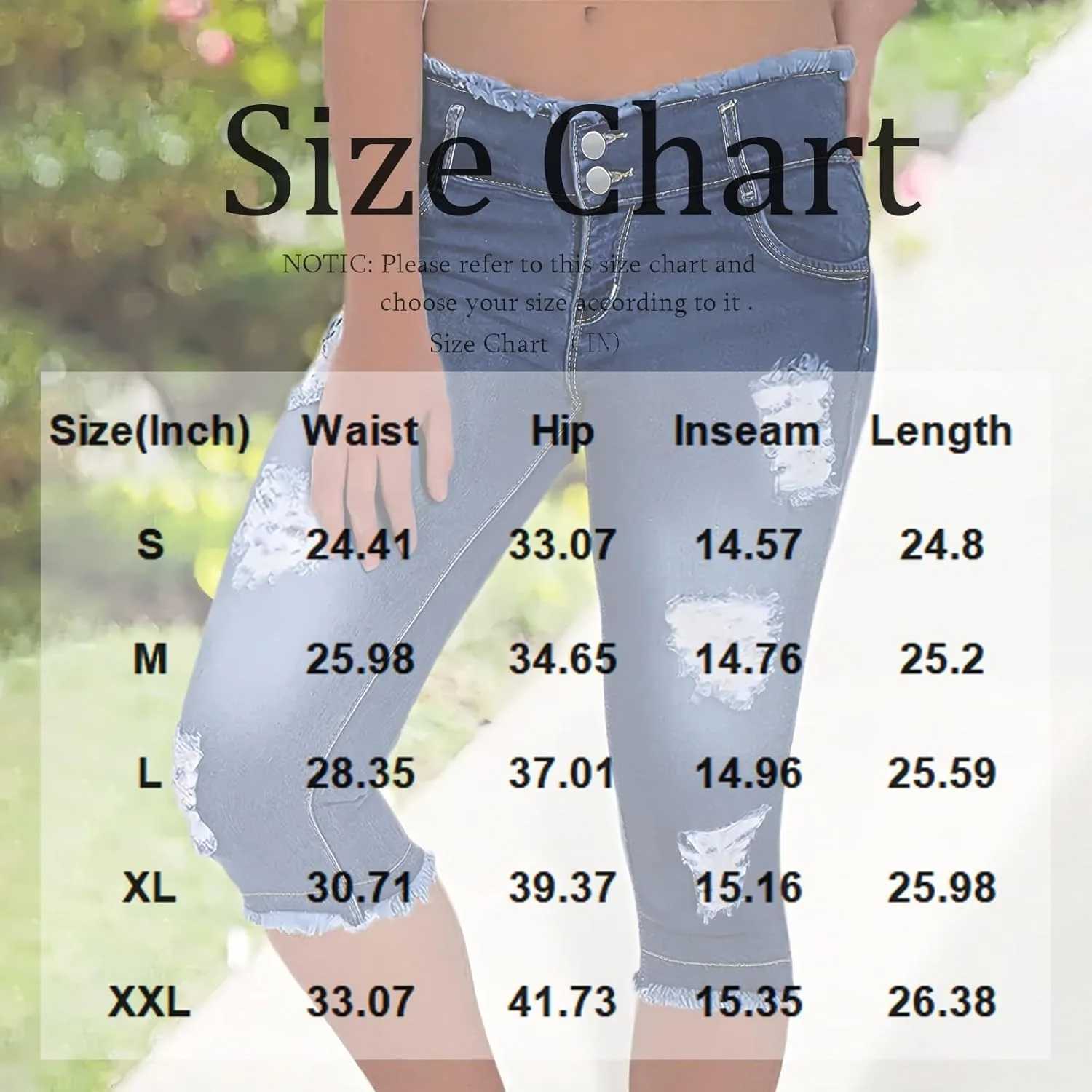 Женские джинсы-капри Stretchy Distressed Low Rise с эффектом подтяжки ягодиц — фото 4