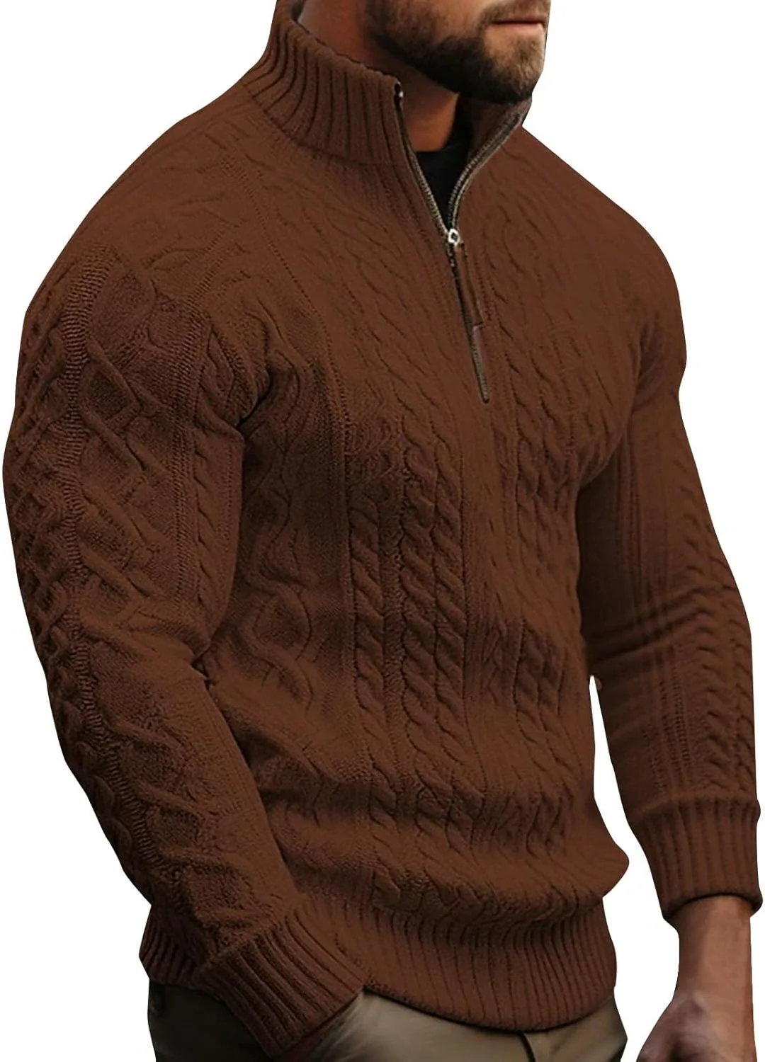 

Свитер для мужчин Big and Tall с воротником стойкой и молнией на четверть