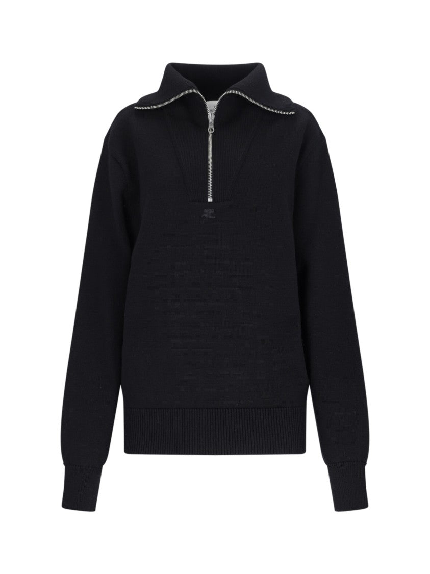 

Водолазка для дальнобойщиков из черной шерстяной смеси Courrèges