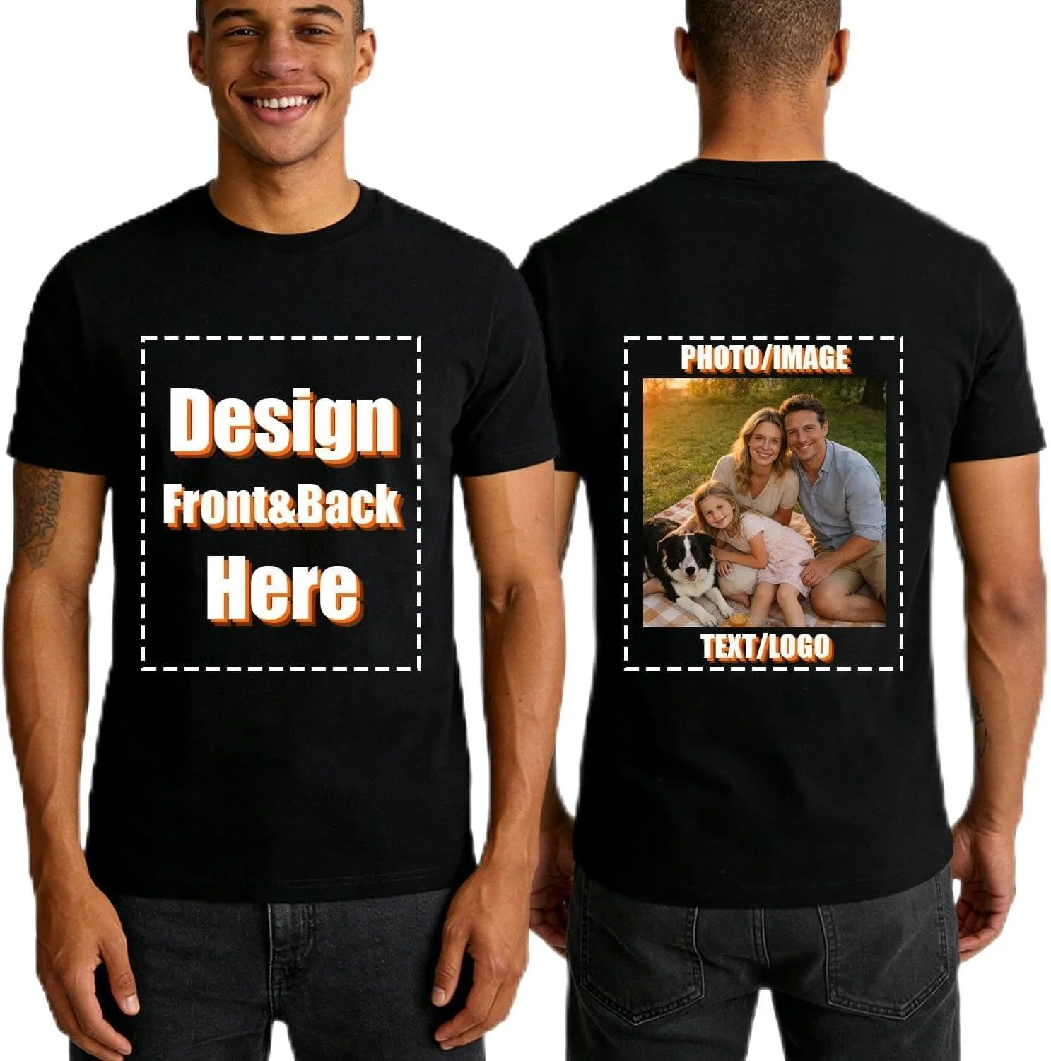 

Футболка с принтом спереди и сзади, Custom, S-3XL KEOQOWEK