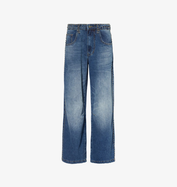 

Джинсы Colossus с заклепками, широкие, с высокой посадкой Jaded London, синий