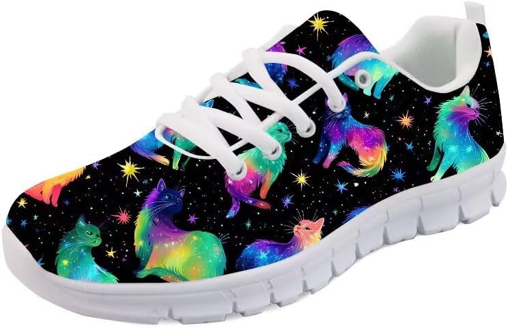 

Кроссовки Forchrinse с принтом «Кошачья галактика» унисекс, модные кеды для ходьбы, теннисные и беговые обувь для женщин и мужчин, Rainbow Starry Cat