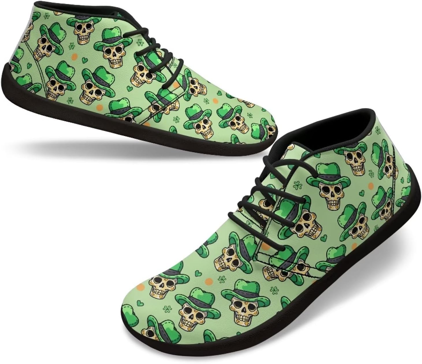 

Мужские низкие кроссовки из ПУ-кожи, обувь, широкие носки, прогулочные кроссовки с нулевым перепадом, нескользящие повседневные спортивные кроссовки, размеры США 5-14 Qoiuvncy, St. Patrick's Day Skeleton