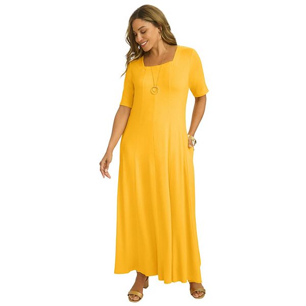 

Женское платье макси с квадратным вырезом plus size Jessica London, Sunset Yellow