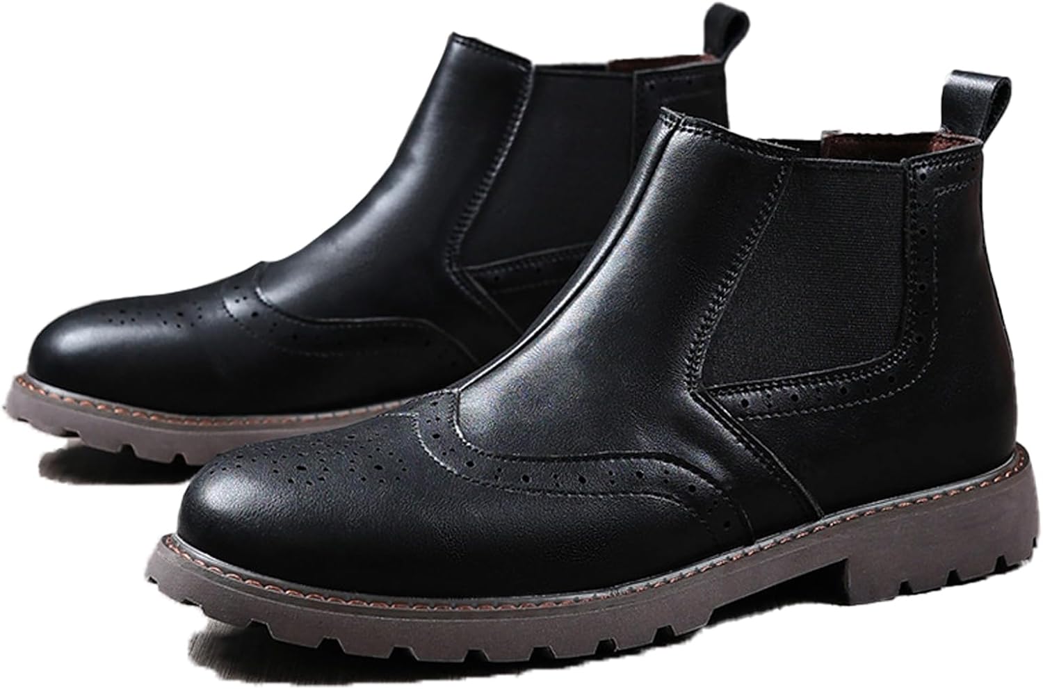 

Мужские кожаные ботинки Chelsea с массивным каблуком и крыльями, ретро заостренный носок, дышащие, с нескользящей подошвой, на подъем, классические ботинки Chukka для свадеб, вечерних мероприятий и деловых встреч Bedgmdeg, черный