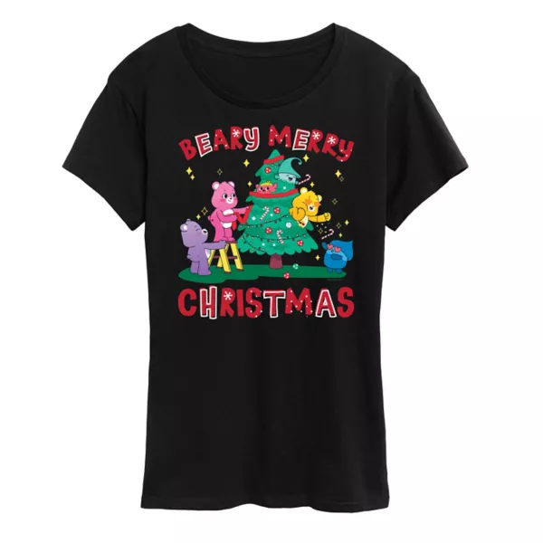 

Женская футболка Care Bears с новогодним принтом "Beary Merry Christmas" Licensed Character, черный
