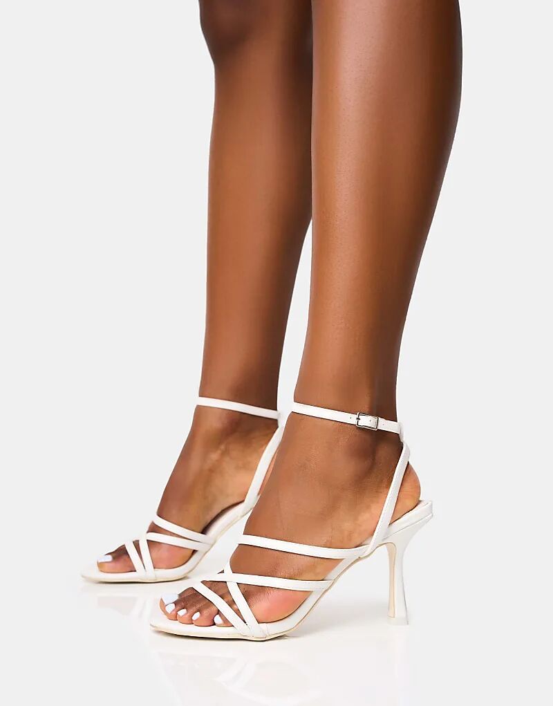 Туфли Public Desire Free Spirit на среднем каблуке с круглым носком и ремешками, белые — фото 3
