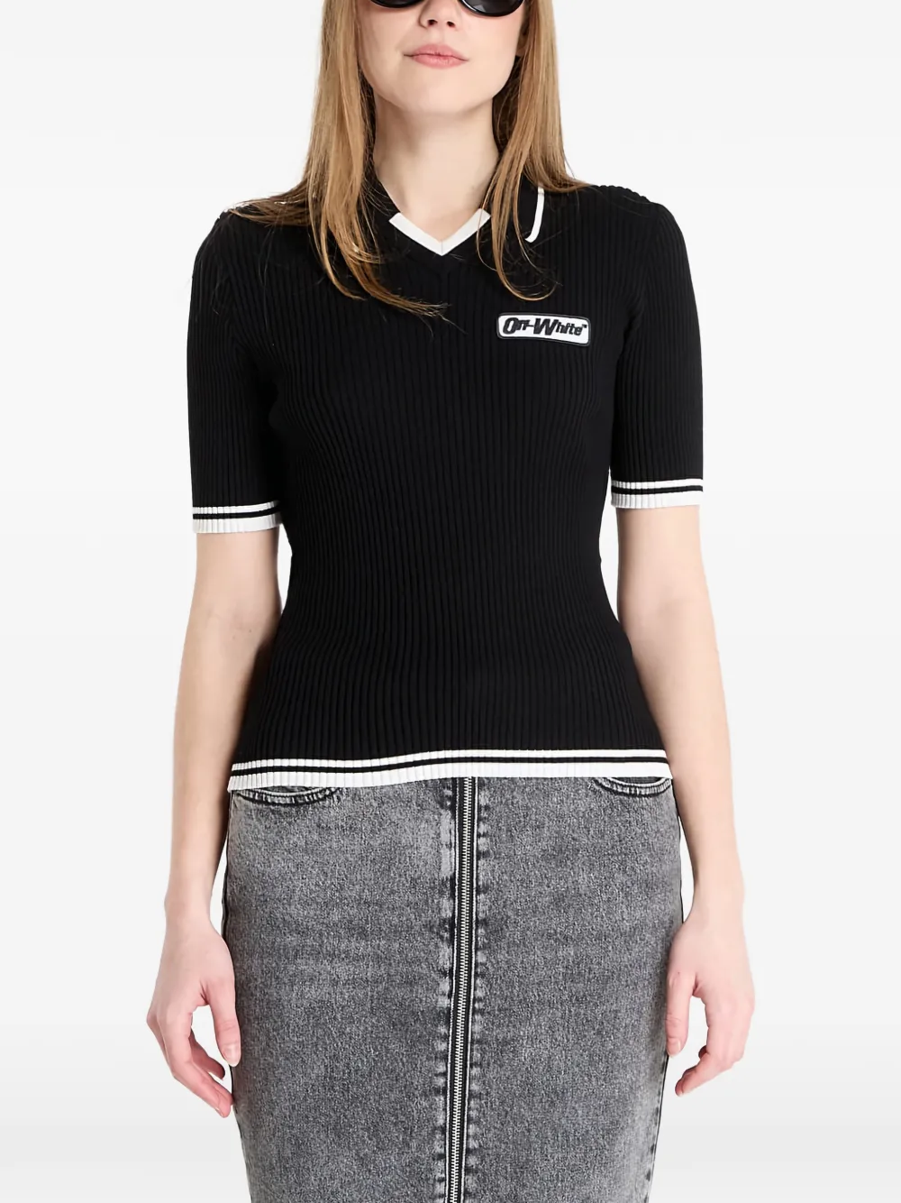 

Футболка в рубчик Off-White, черный