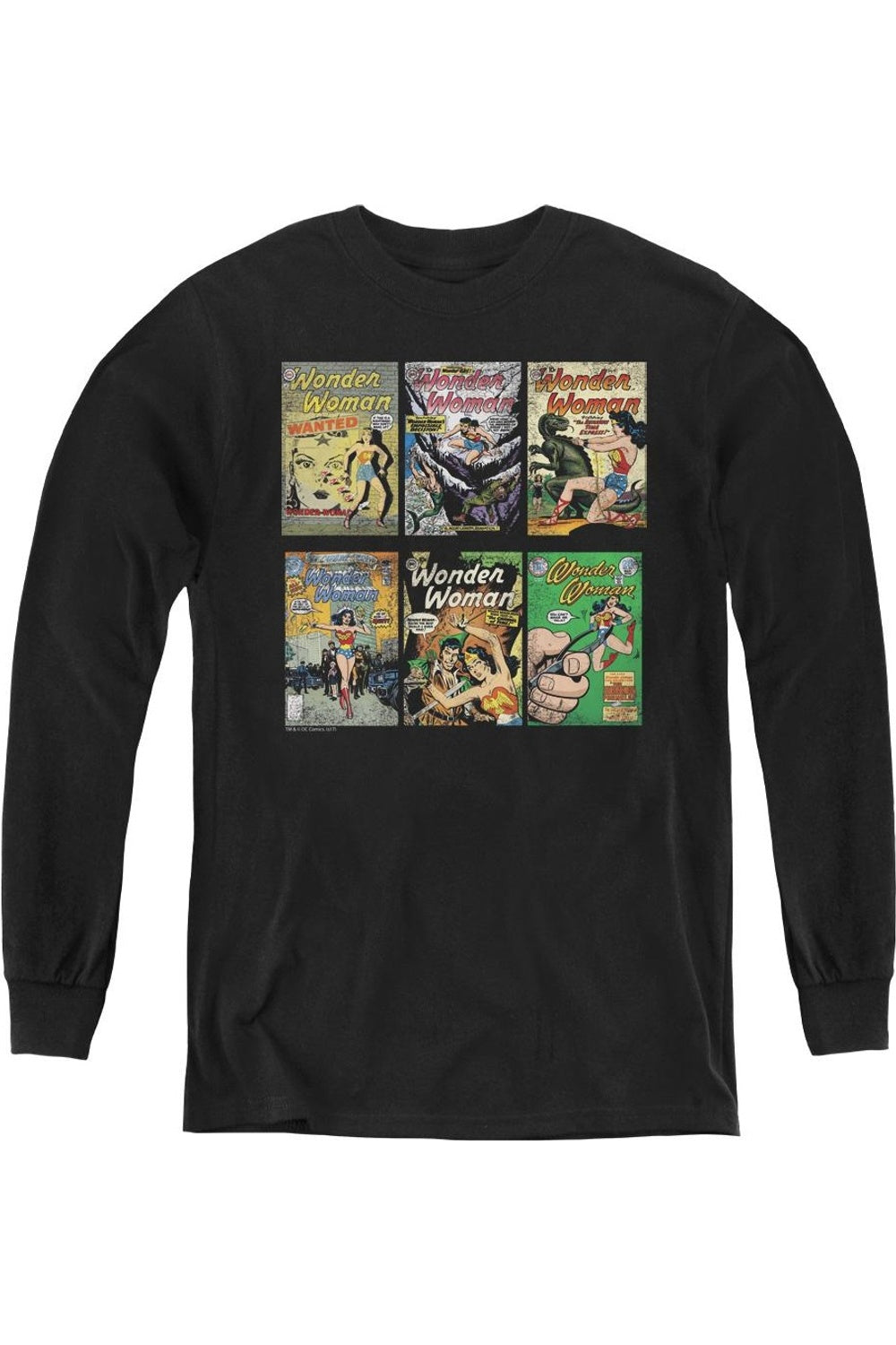 

Футболка с длинным рукавом DC Comics Wonder Woman Covers для молодежи Gildan, черный