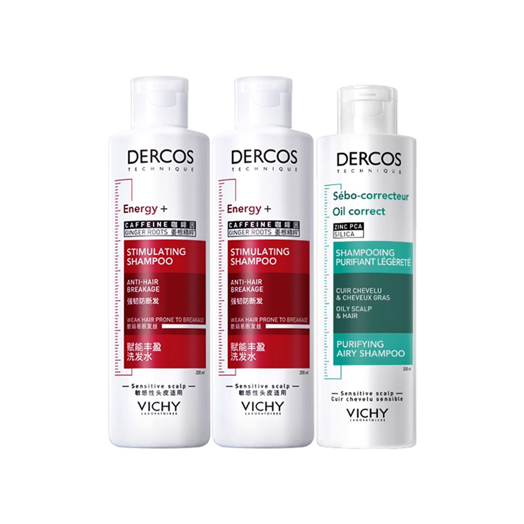 

Шампунь для увеличения объема с мятой для очищения 50мл+200мл+200мл Vichy, three-piece set: empowering plumping shampoos 200ml*2+oil control balancing shampoos 200ml