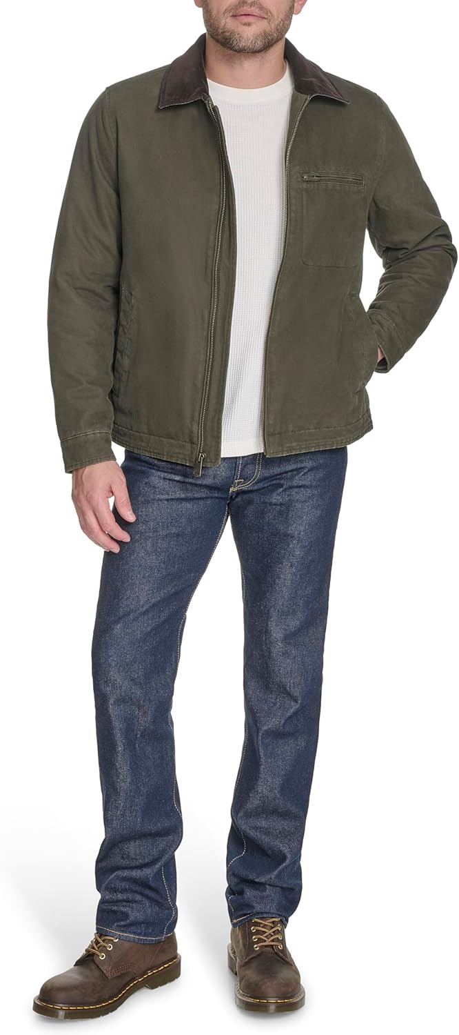 Мужская хлопковая куртка Levi's Depot с вельветовым воротником, Olive — фото 2