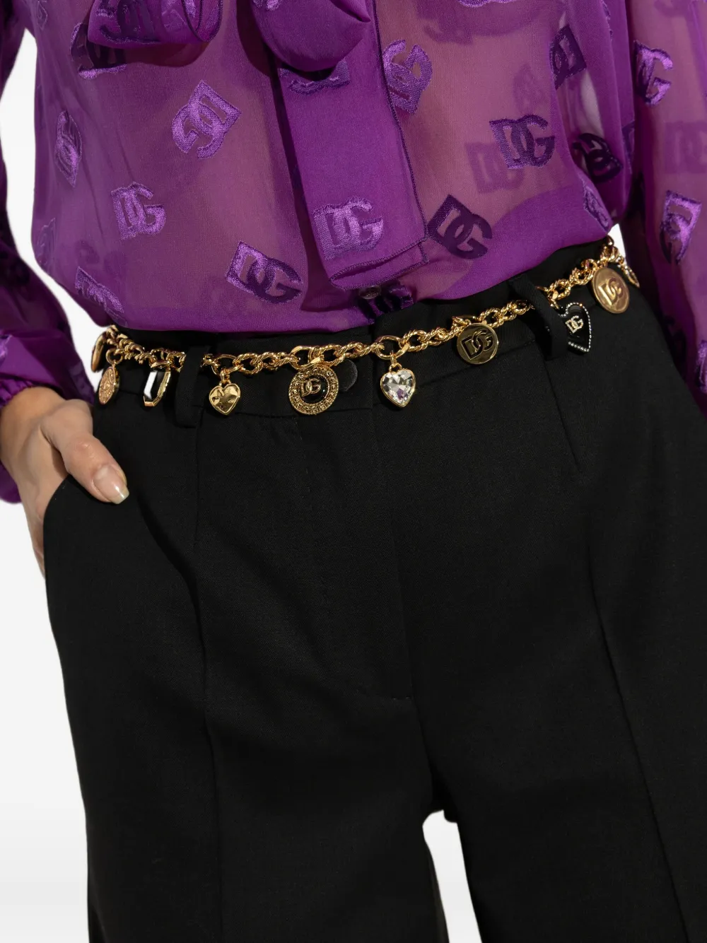Цепочный ремень с подвеской-логотипом DOLCE & GABBANA, золотой — фото 4