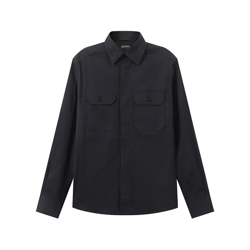 

Рубашка Zegna из габардиновой ткани Ermenegildo Zegna, черный