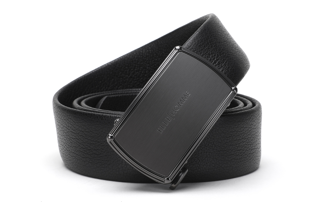 

Ремень мужской из натуральной кожи воловьей шкуры черный ширина 3,55 см ELLE HOMME