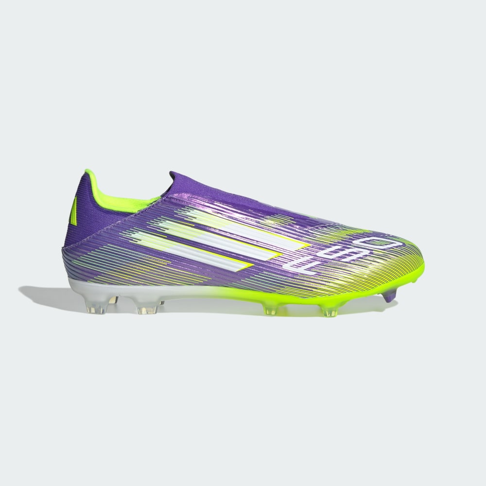 Бутсы Adidas F50 League Laceless Firm/Multi-Ground Cleats, цвет Purple Rush/Cloud White/Lucid Lemon — фото 2