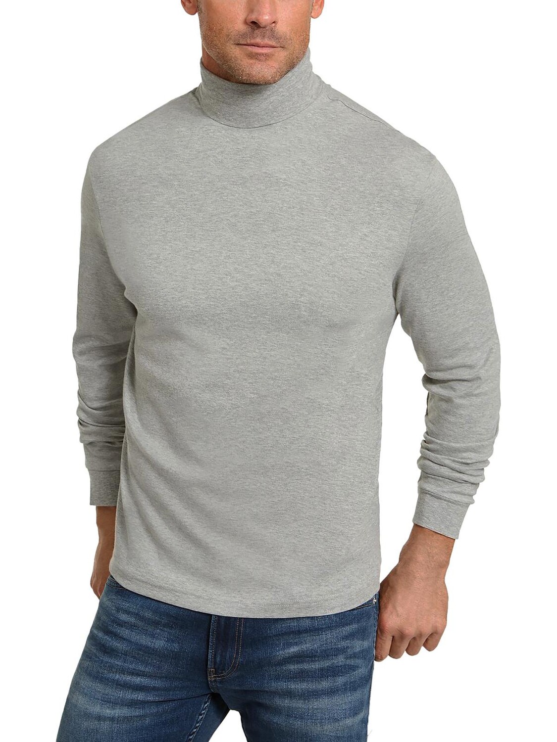 

Мужская хлопковая футболка с высоким воротником Club Room, цвет Soft Grey Heather