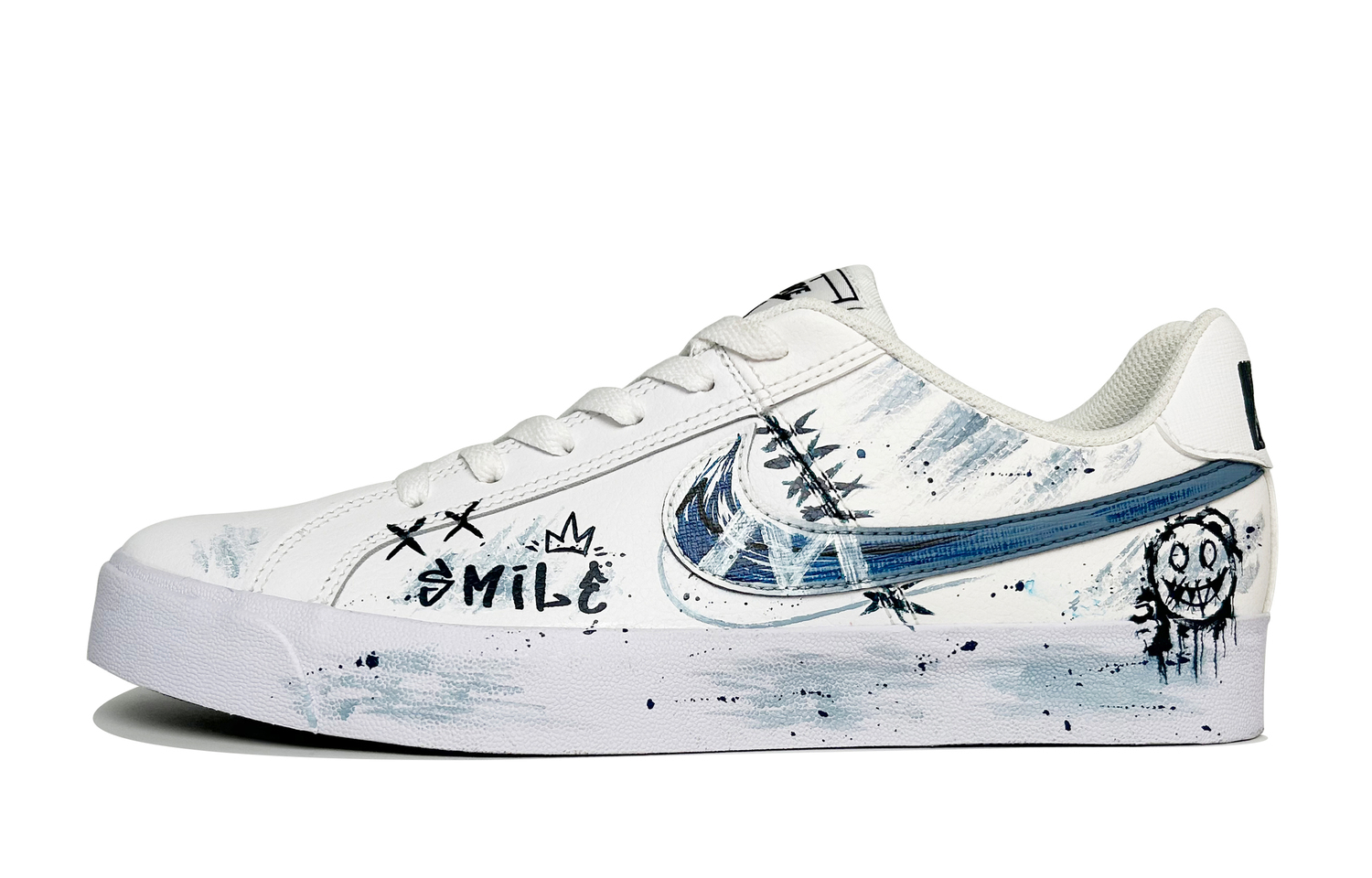 

Court Royale AC Graffiti Smiley Face устойчивые к истиранию низкие кроссовки для скейтбординга Unisex Blue White Nike, синий белый