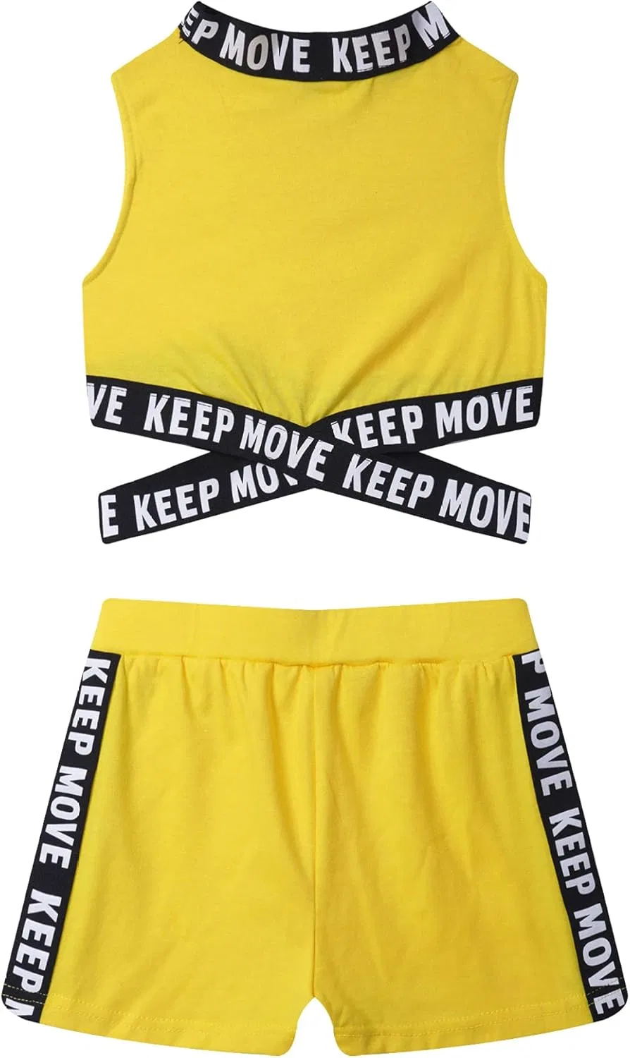 Детский спортивный костюм с принтом, Loloda, топ и шорты, Yellow — фото 4