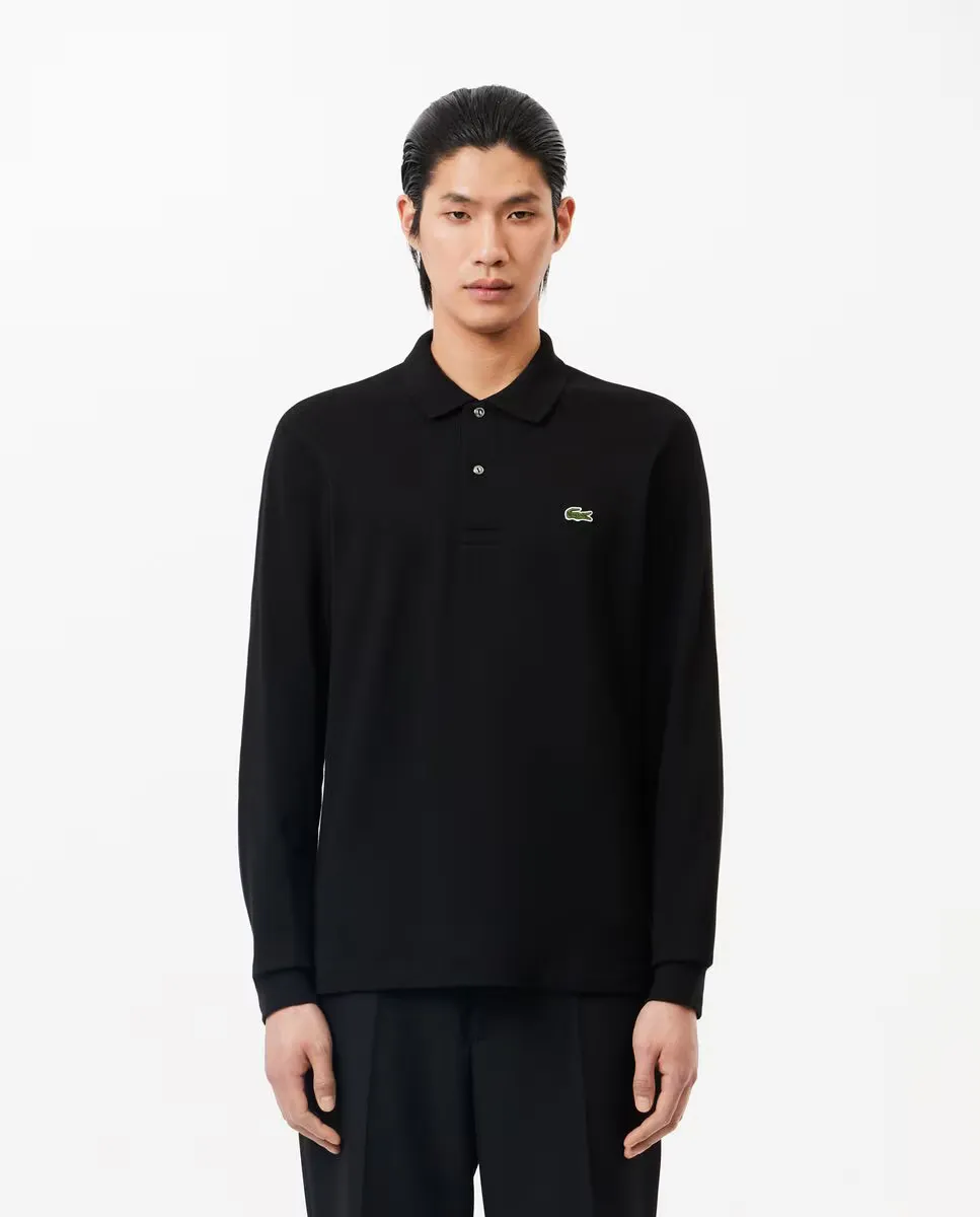 

Оригинальный мужской поло с длинным рукавом Lacoste, черный