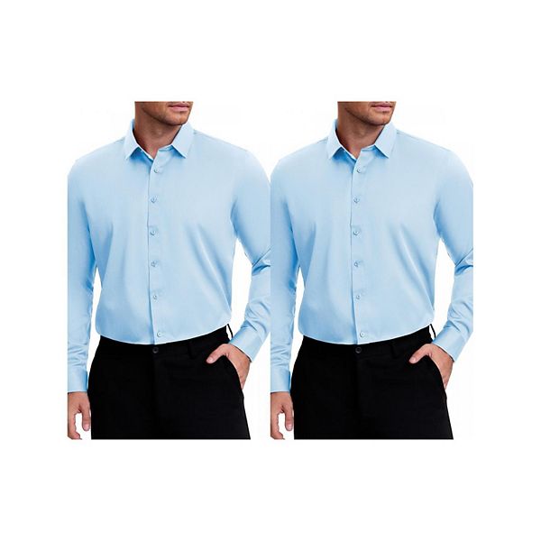 

2 упаковки мужских классических рубашек с длинным рукавом и отложным воротником Inspire Chic, Light Blue