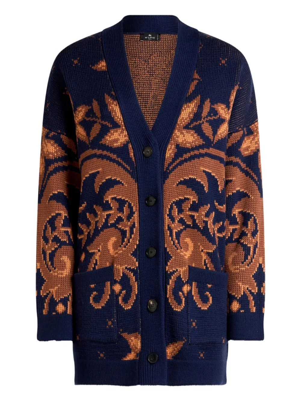 

Шерстяной жаккардовый кардиган ETRO, синий