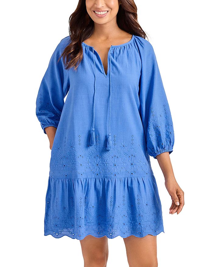 

Пляжное платье-накидка с ажурными вставками Tommy Bahama, синий