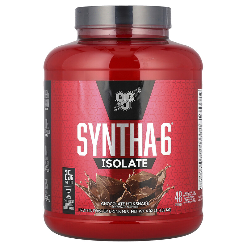 

BSN, Syntha-6 Isolate, протеиновая смесь для приготовления напитка, шоколадный молочный коктейль, 1,82 кг (4,02 фунта)