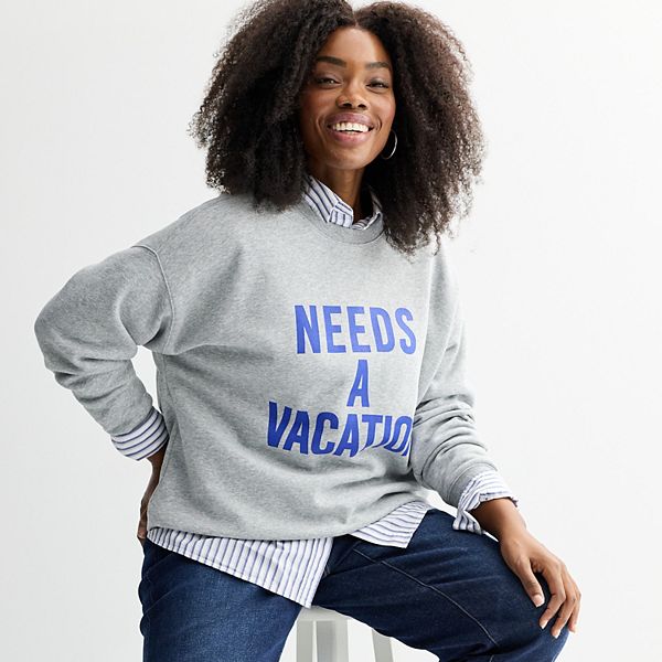 

Графический свитшот Plus size Sonoma Goods For Life, Gray Vacation Graphic