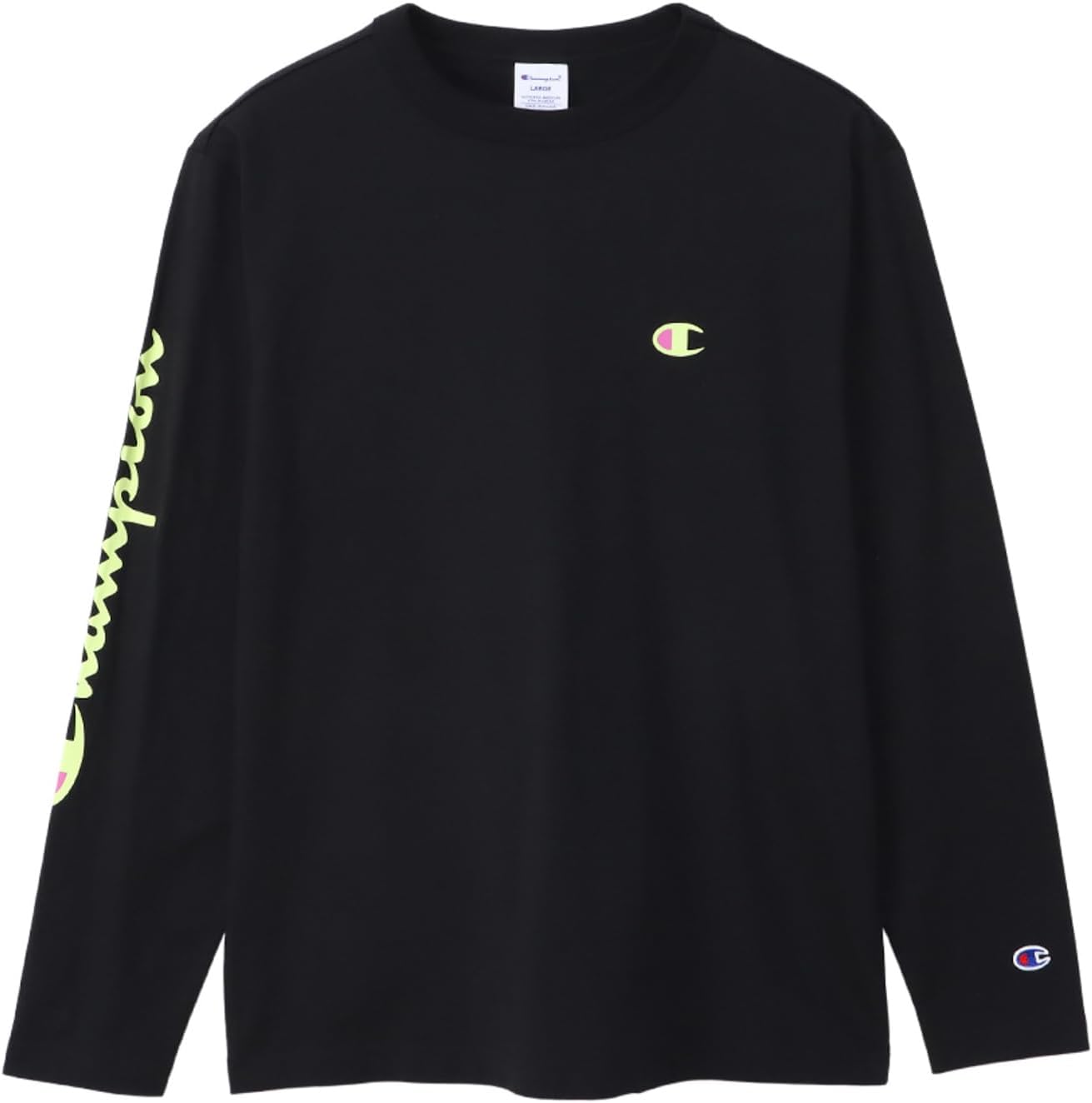 

Мужская футболка с длинным рукавом Champion, круглый вырез, 100% хлопок, логотип One-Point, базовая модель, C3-Z413, черный