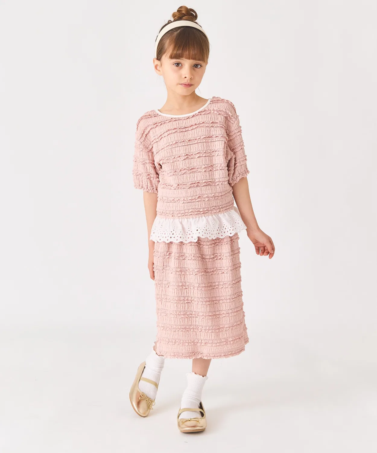 Жаккардовый костюм ever closet с воланами, салмон