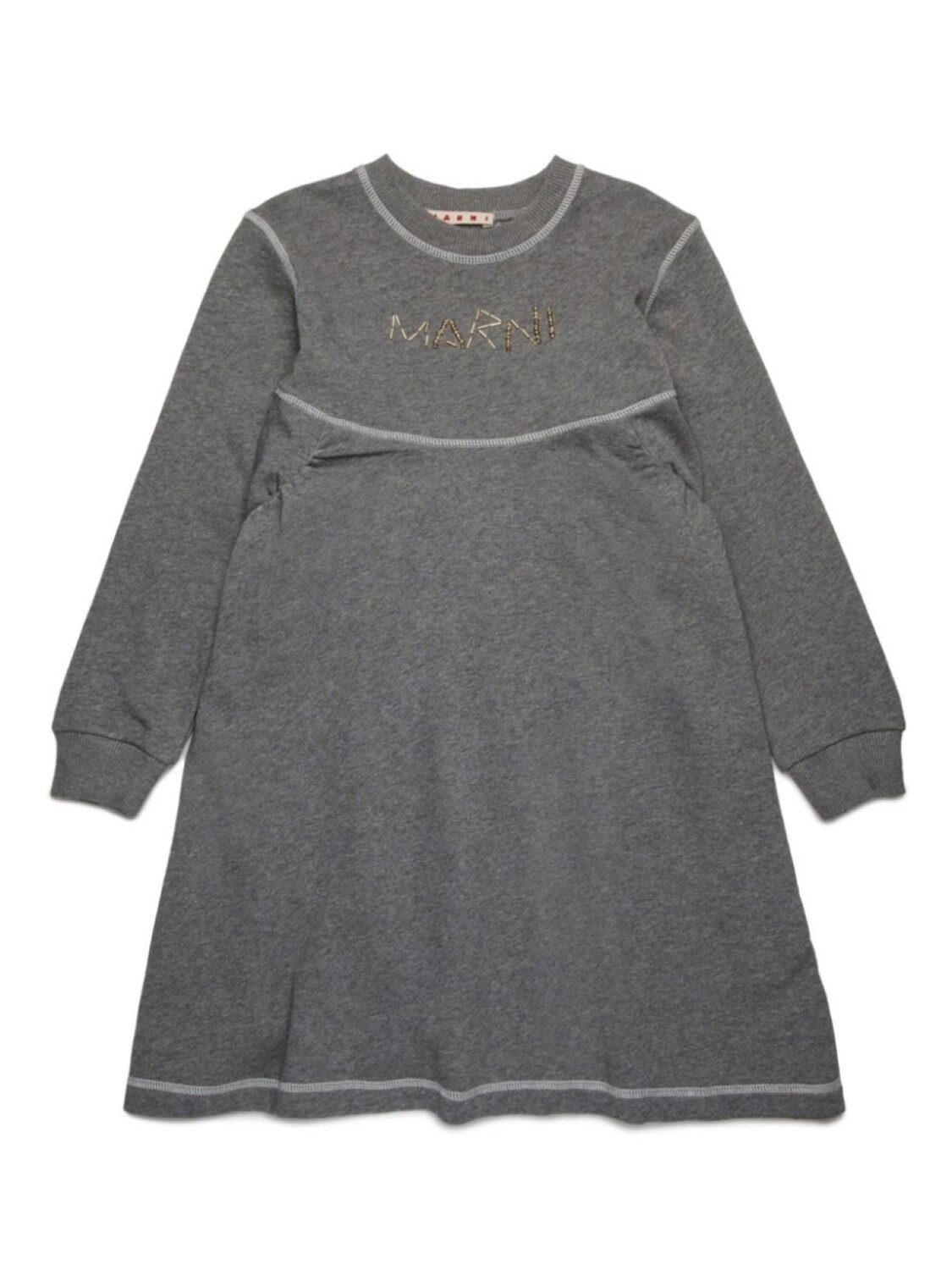 

Marni Kids платье с вышитым бисером логотипом, серый