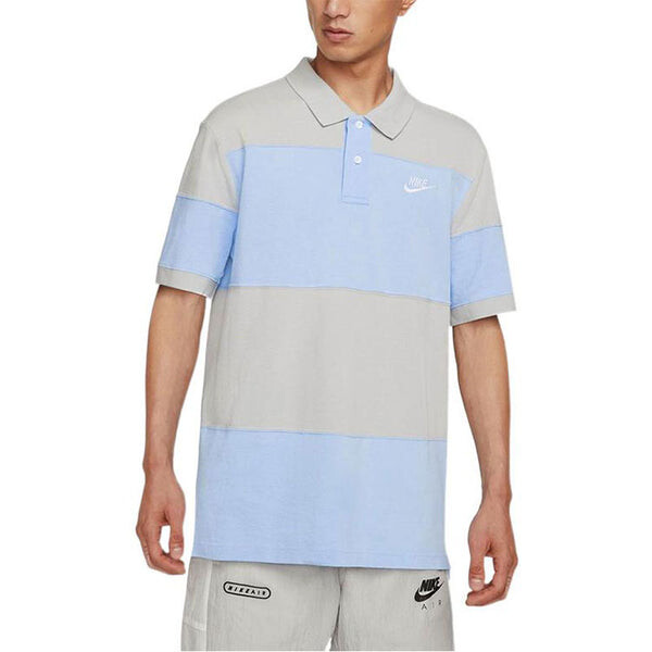 Футболка men's sportswear sport essential logo colorblock casual short sleeve light sea blue polo shirt Nike, мультиколор — фото 3