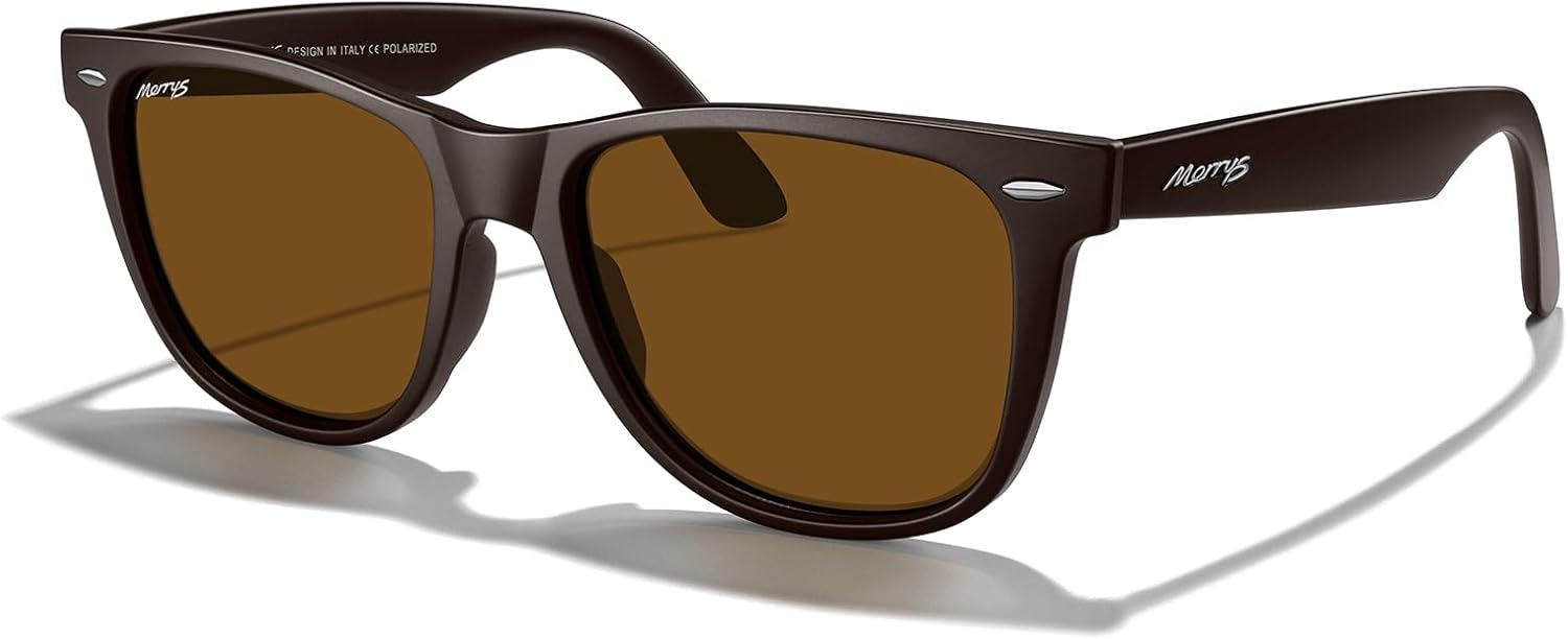 

Классические квадратные поляризованные солнцезащитные очки MERRY для женщин и мужчин, ретро-дизайнерские солнцезащитные очки UV400 S6140 MERRY'S, Brown Frame/Brown Lens