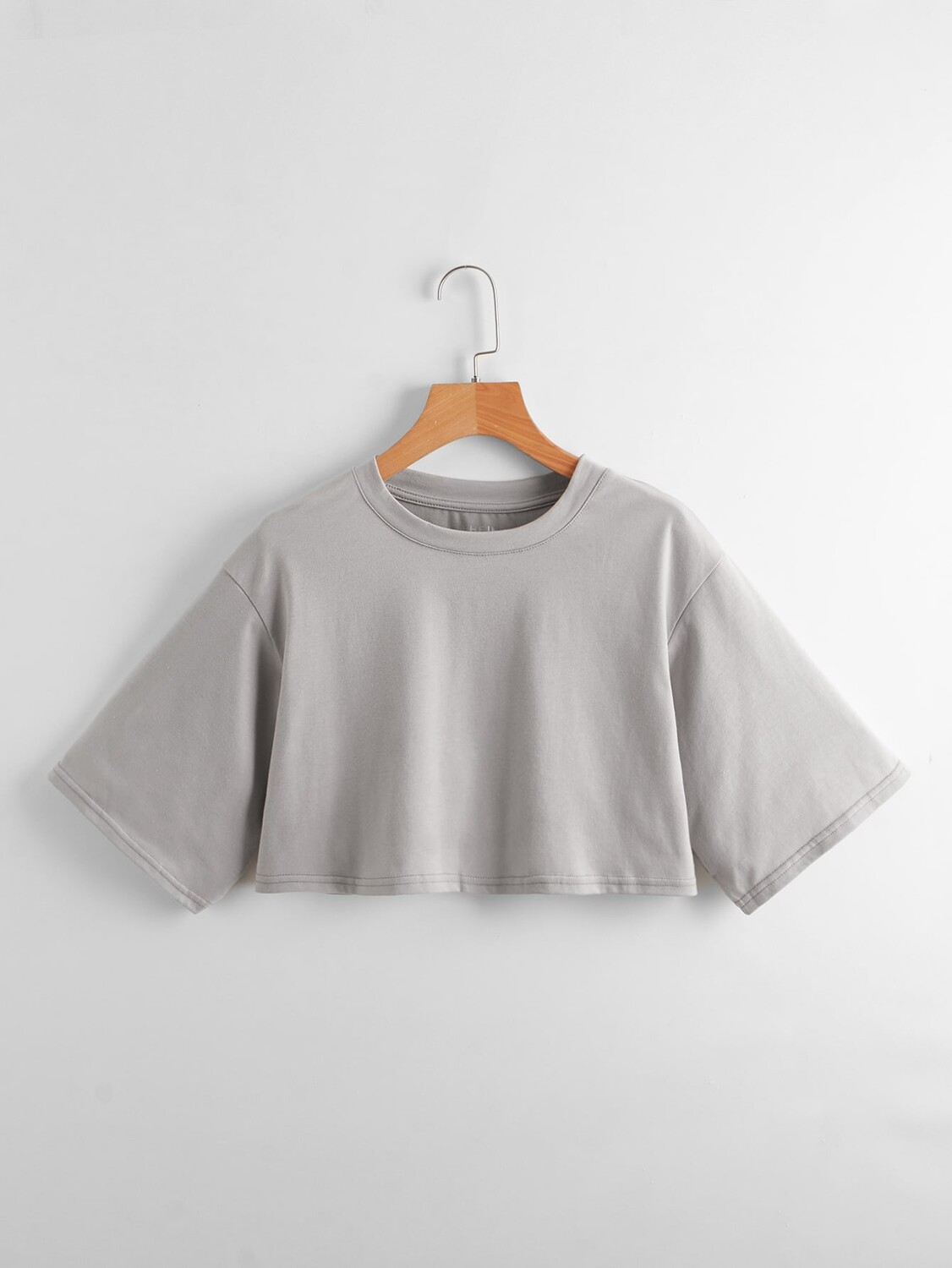

SHEIN EZwear укороченный топ с открытыми плечами, однотонный, светло-серый
