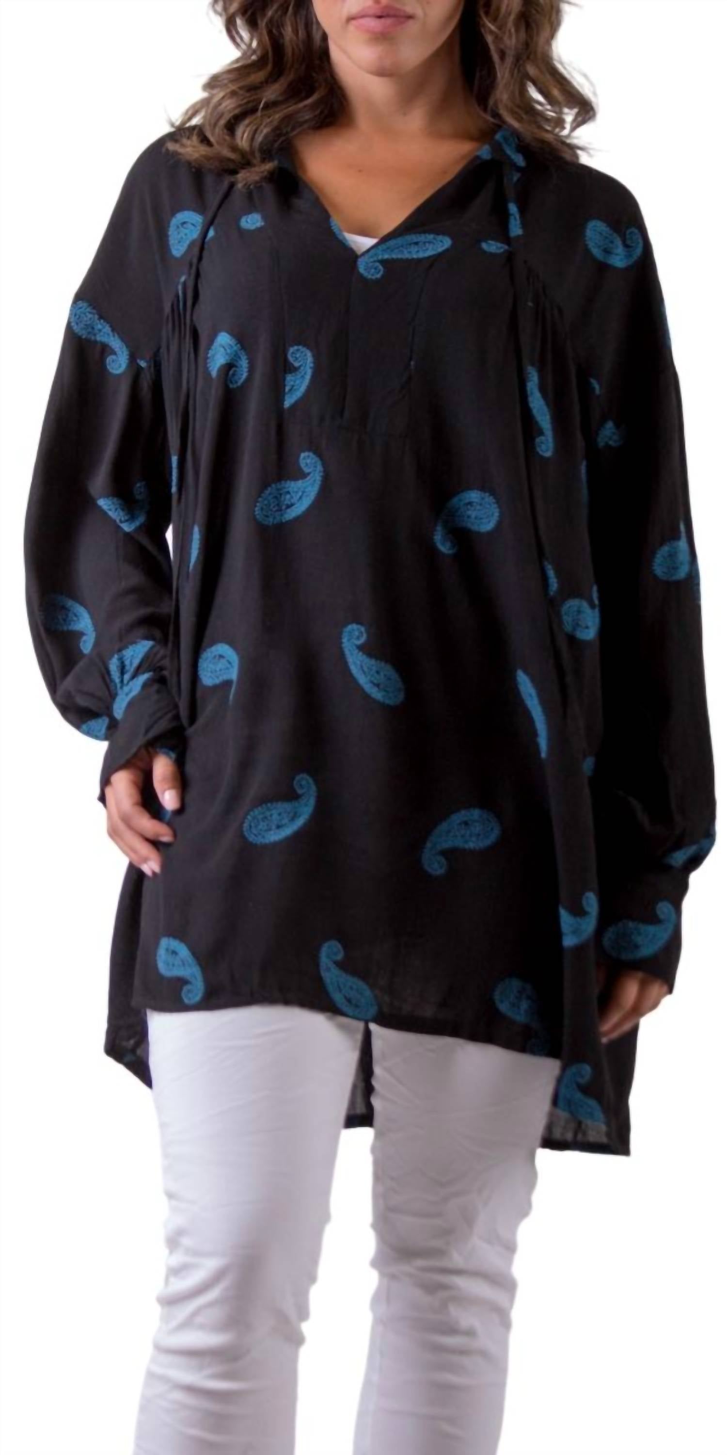 

Блузка с длинными рукавами и узором пейсли, черная Gigi Moda, черный