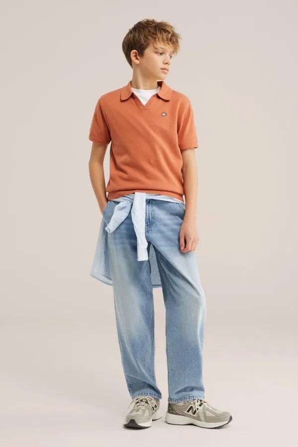 Вязаная рубашка-поло We Fashion, Terra Cotta