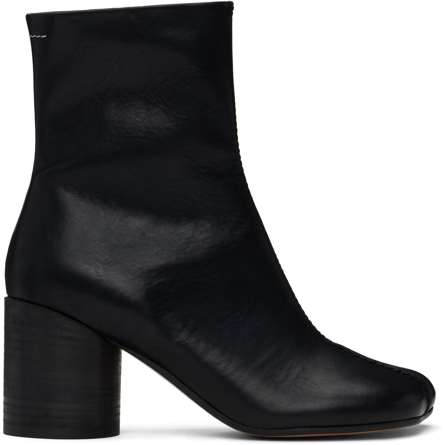 Ботильоны из натуральной кожи с прострочкой MM6 Maison Margiela, черный