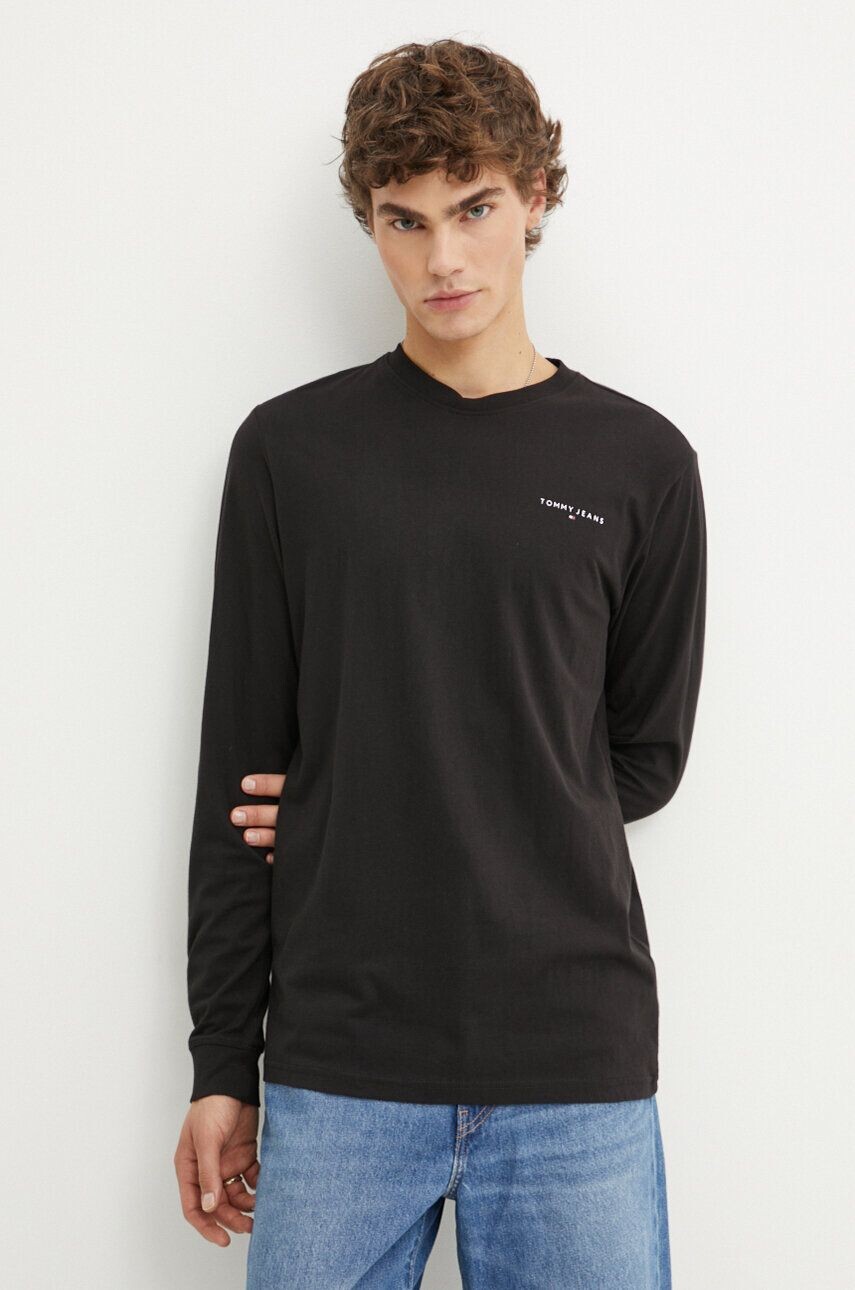 

Хлопковый топ Tommy Jeans с длинными рукавами, черный