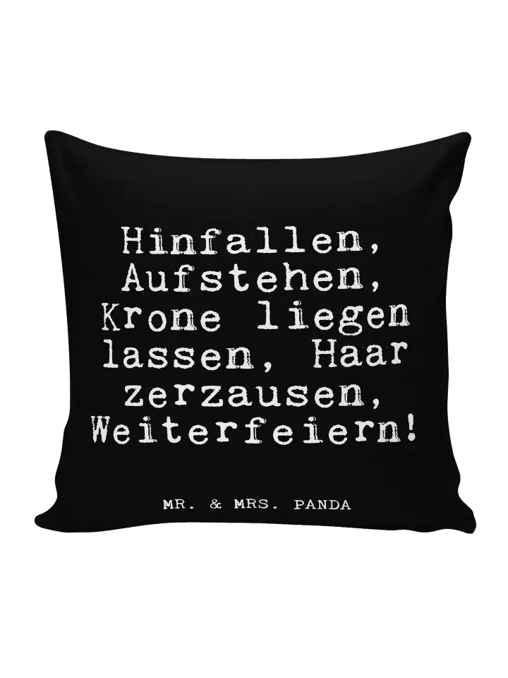 

Подушка Mr & Mrs Panda 40x40 Hinfallen Aufstehen Krone liegen, черный