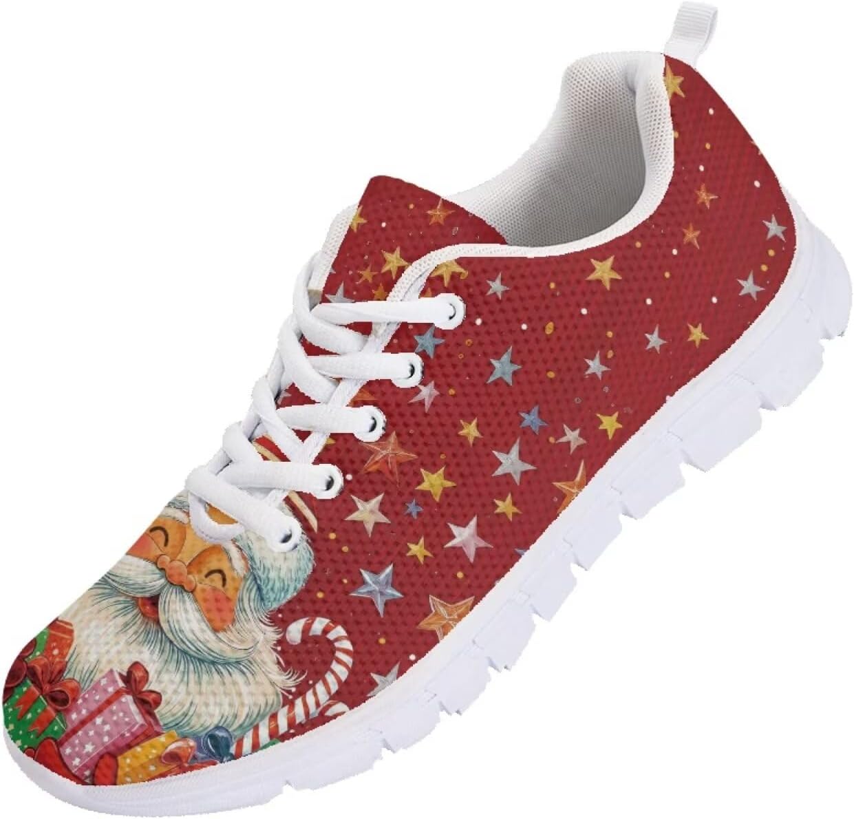 

Мужские кроссовки Funnydude Funny Print для бега, осенние, с удобной шнуровкой, дышащие сетчатые кроссовки, Santa Claus
