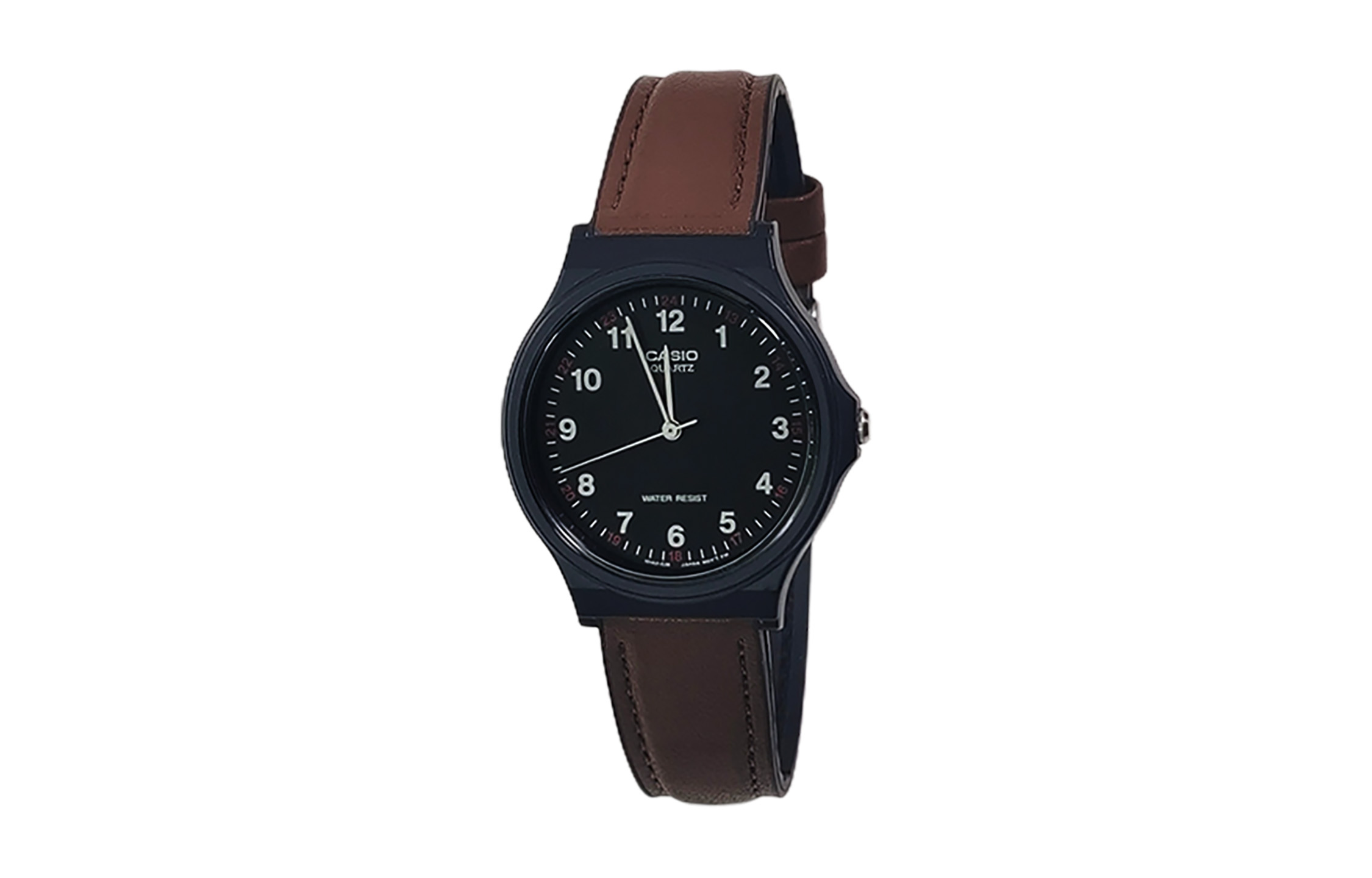 

CASIO Мужские часы Retrofit Series с кварцевым механизмом и ремешком из натуральной кожи, черный циферблат