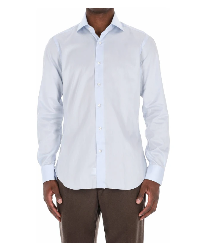 

Светло-Голубая рубашка из хлопковой саржи Barba, синий